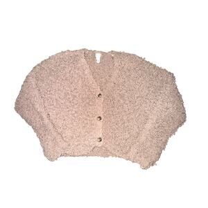 West Of Melrose Fuzzy Feelings Knit Cardigan Women's Size M Light Brown Button